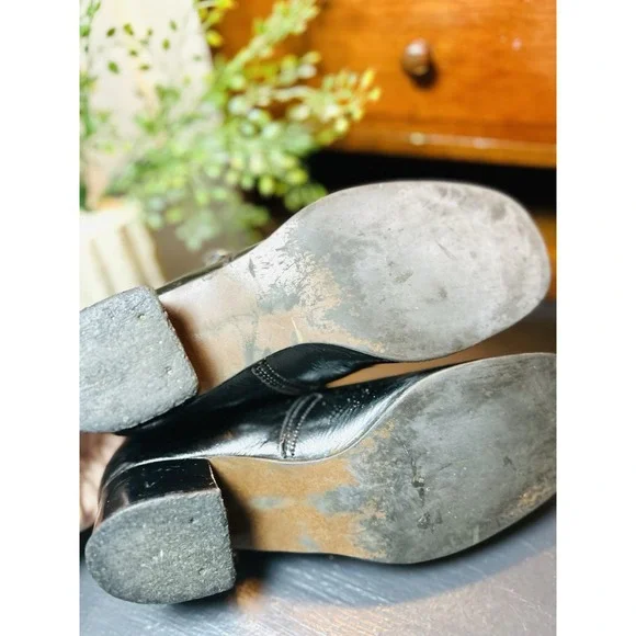 Vintage Girls Leather Shoes Stride Rite 3D Hard Soles T Strap Mary Jane Black - Picture 8 of 8